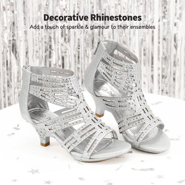 Girls Rhinestones Sandals - SILVER - 3